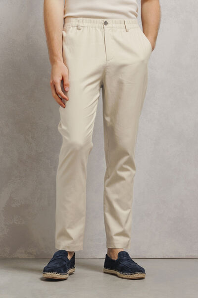Pantalon chino coton lin tapered