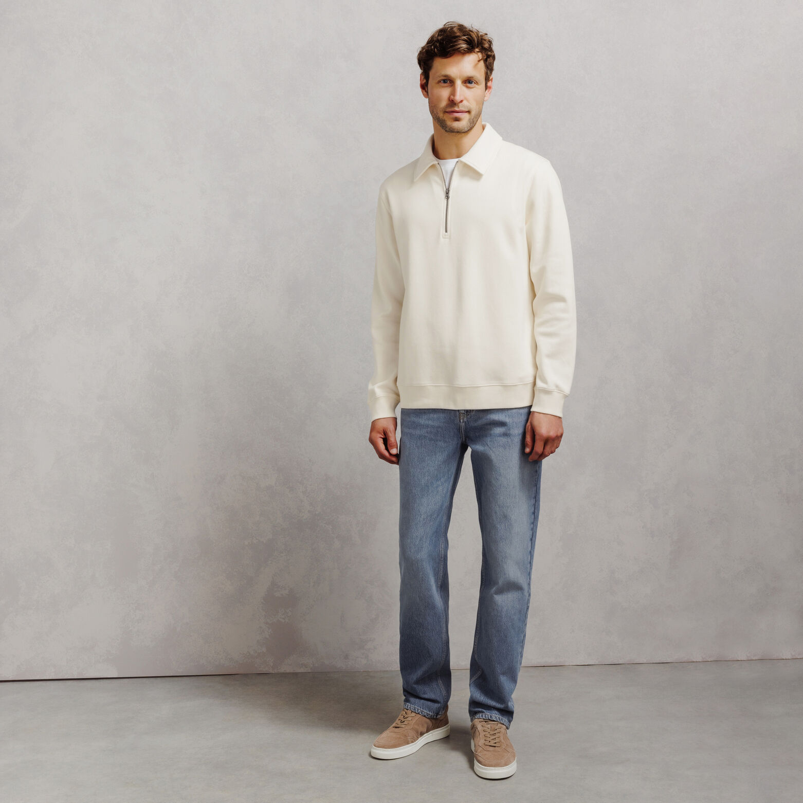 Sweat col polo zipp&eacute; uni