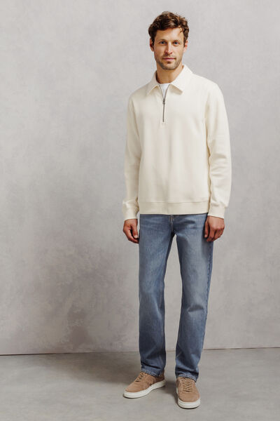 Sweat col polo zipp&eacute; uni