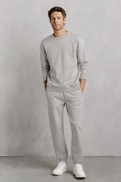 Ensemble sweat col rond et jogging straight - Gris moyen