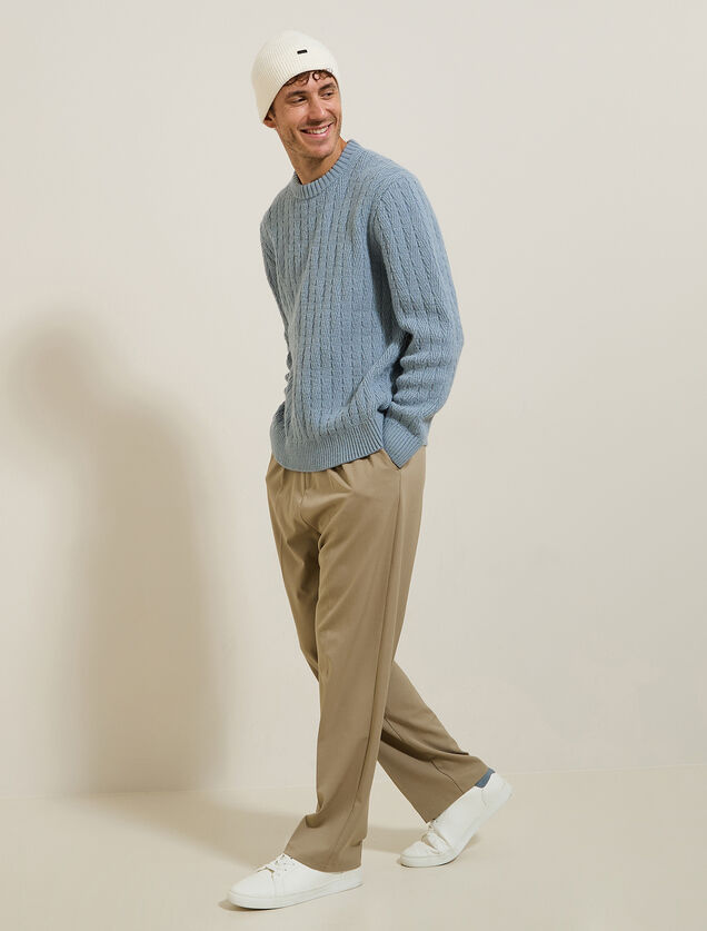 Pull col rond torsade