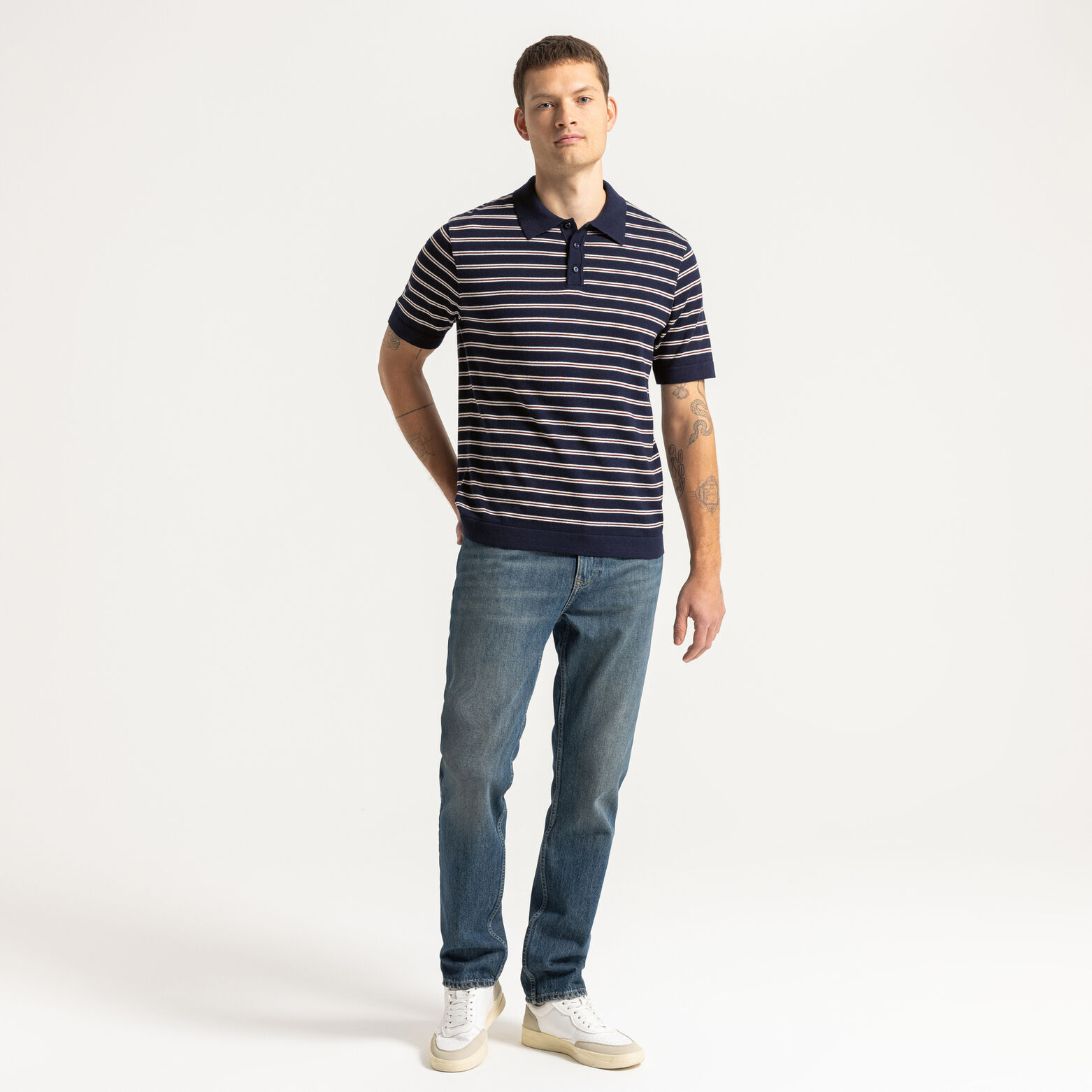 Polo en maille rayures