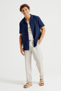 Chemisette en gaze de coton col requin