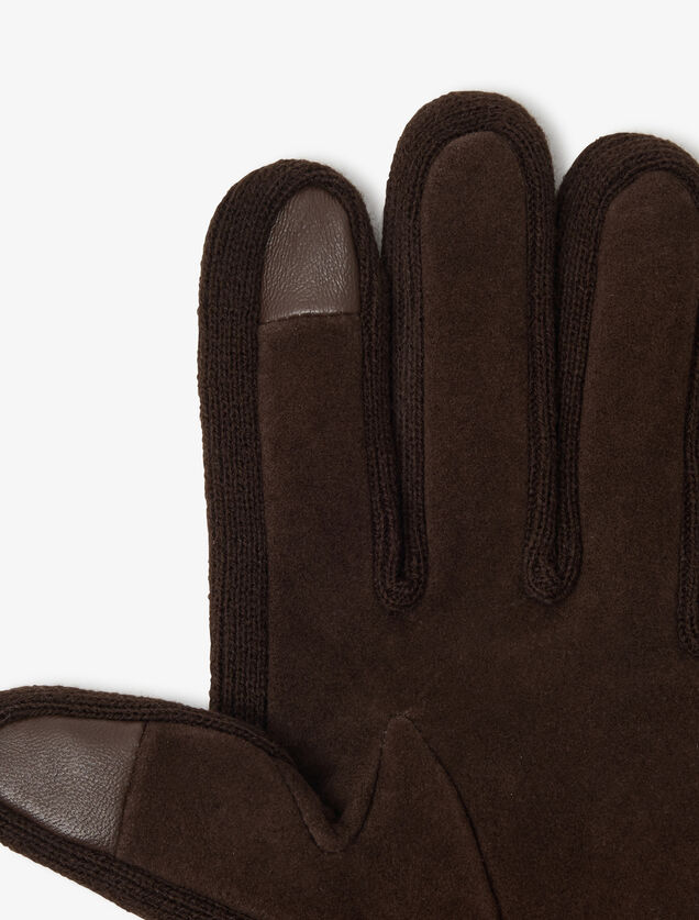 Gants en maille et su&egrave;de