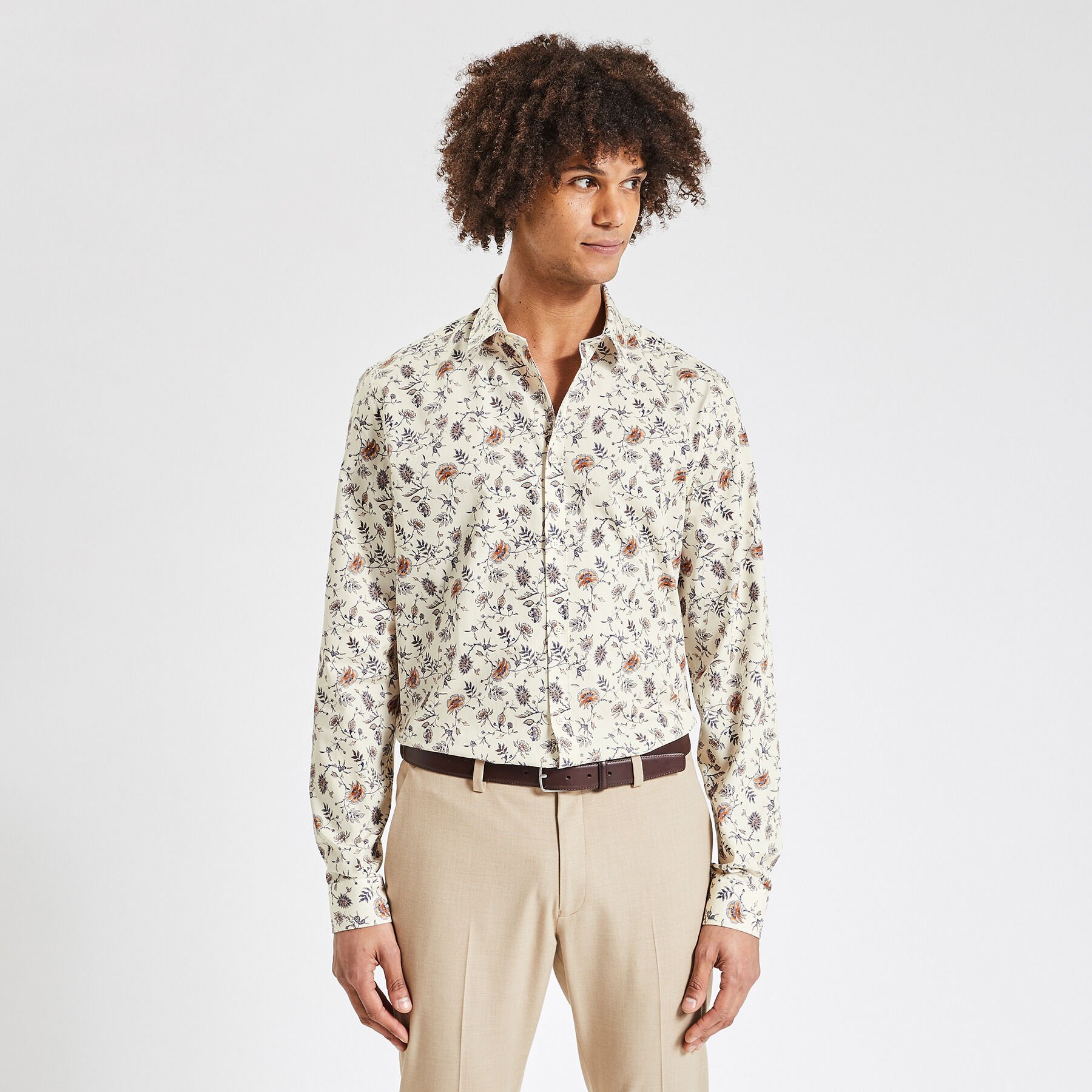 Chemise blanche a fleur homme best sale