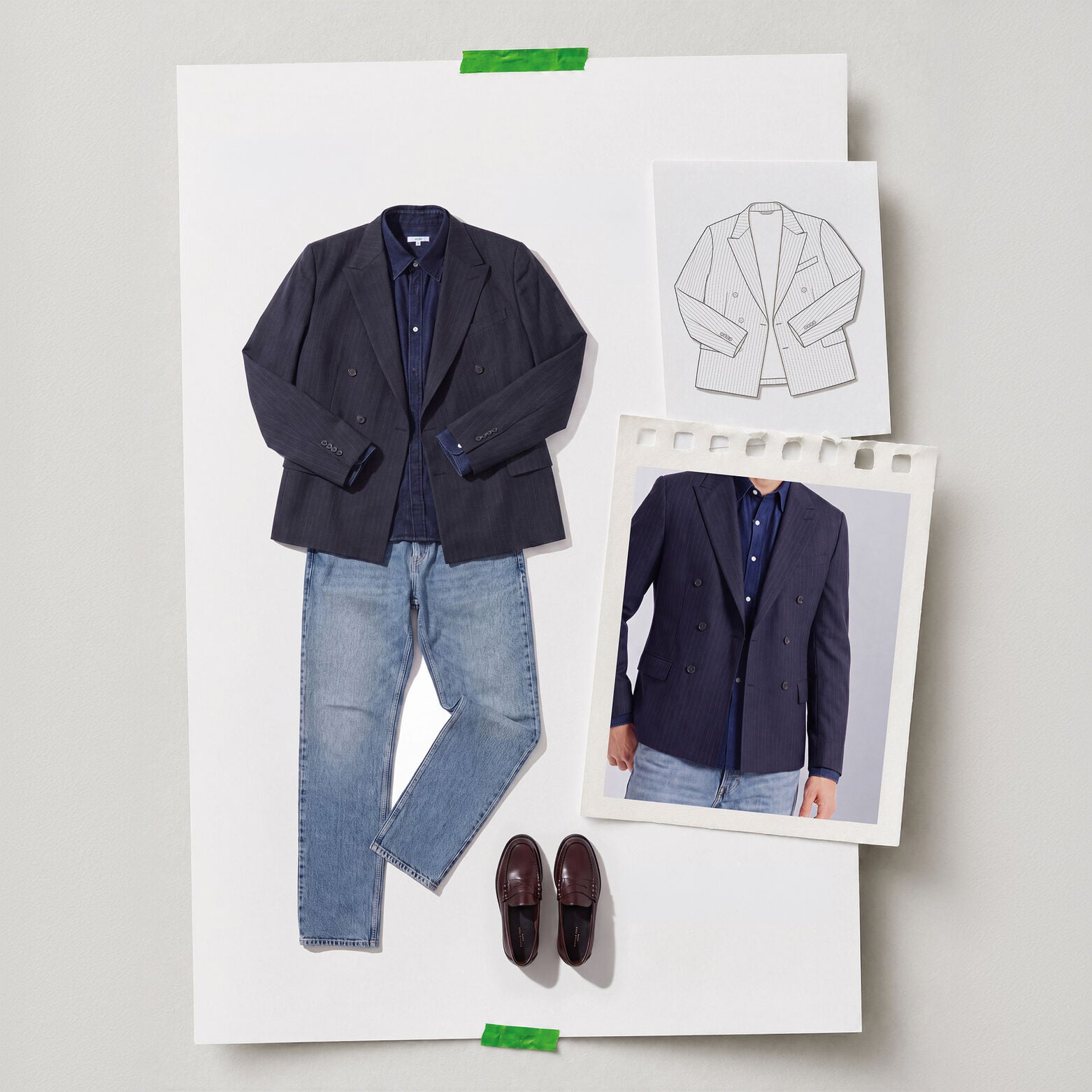 Veste de costume crois&eacute;e confort ray&eacute;e