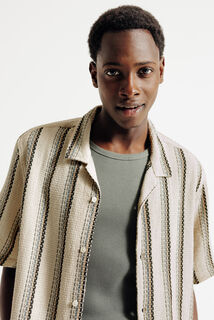 Chemisette en coton jacquard ray&eacute;e