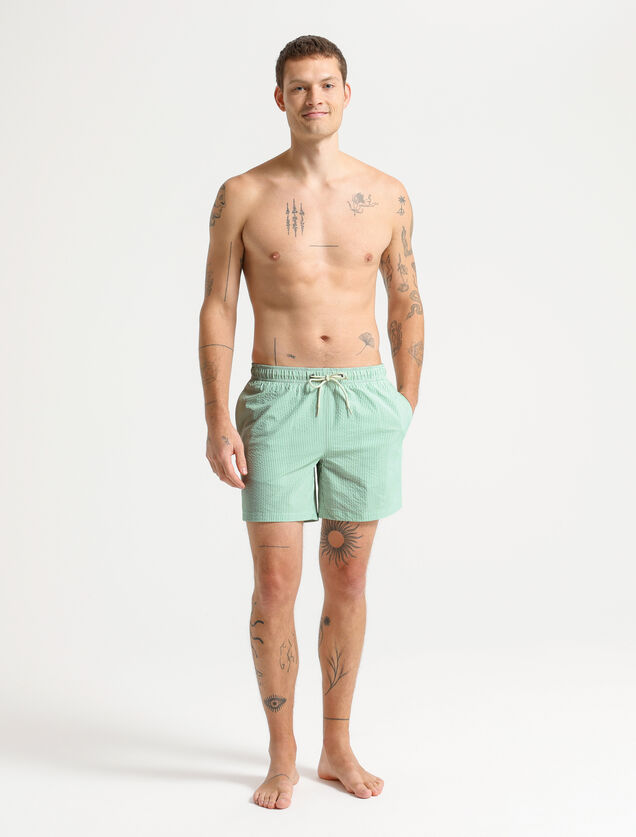 Gestreepte zwemshort in seersucker