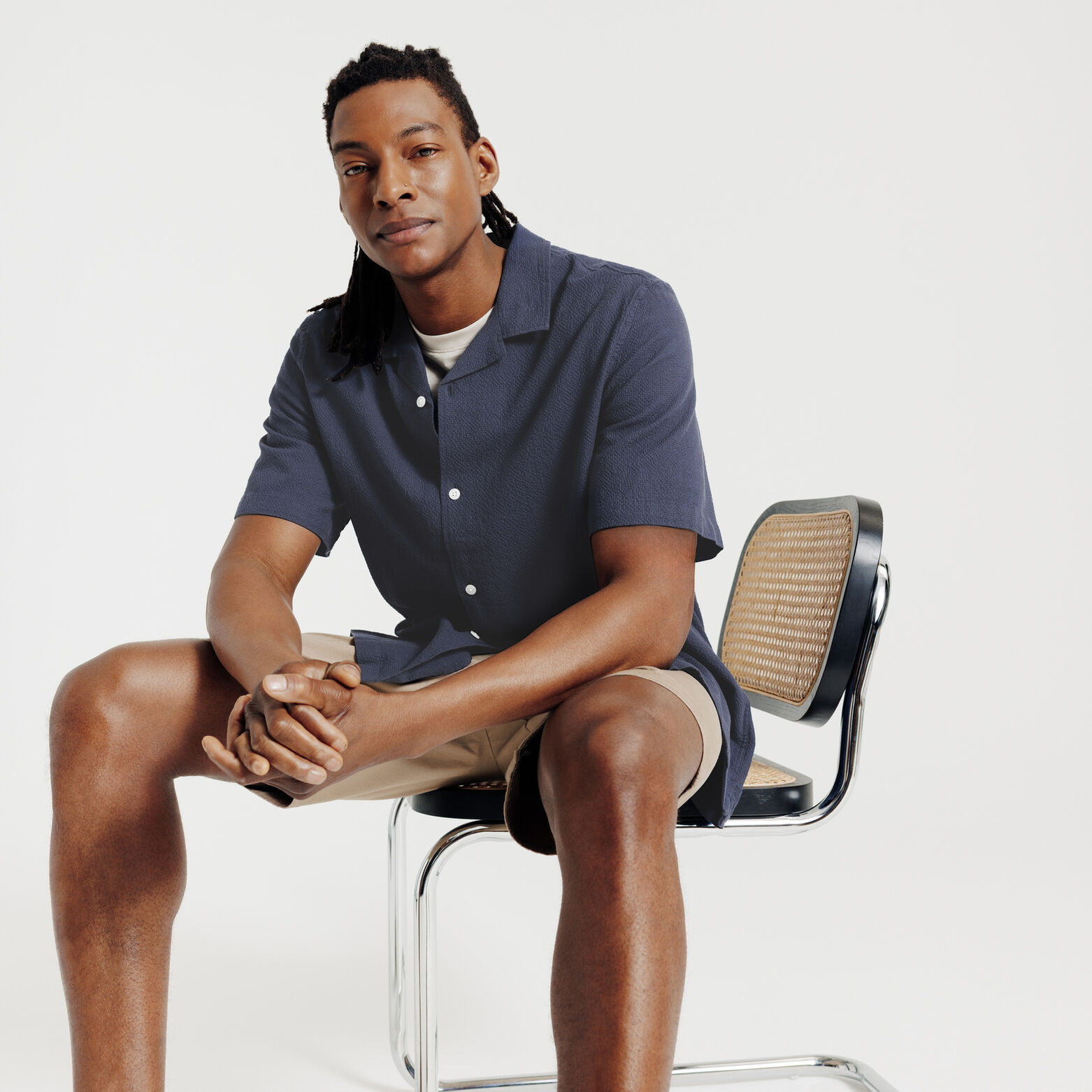 Chemisette en coton seersucker unie