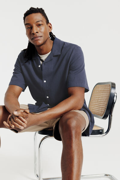 Effen hemdje in seersucker katoen