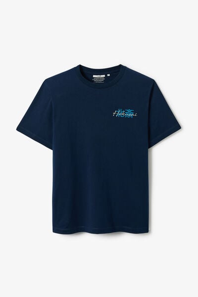 T-shirt met print voor en achter licentie Hokusai