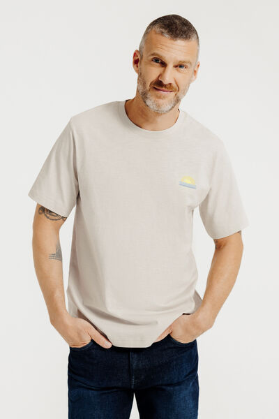 Tee shirt mati&egrave;re flamm&eacute;e broderie poitrine