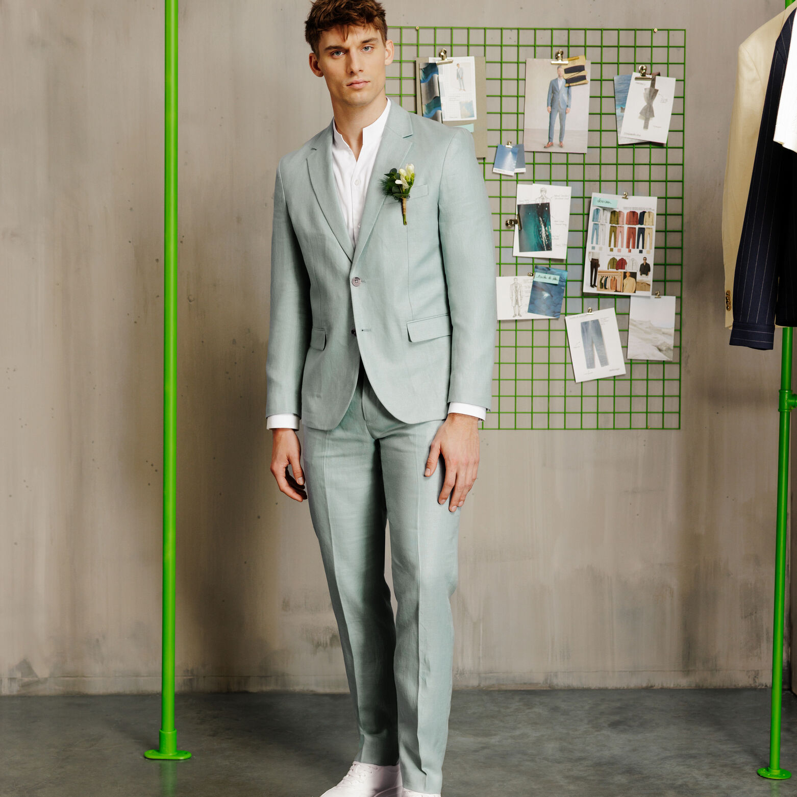 Costume 2 pi&egrave;ces confort 100% lin - Bleu clair