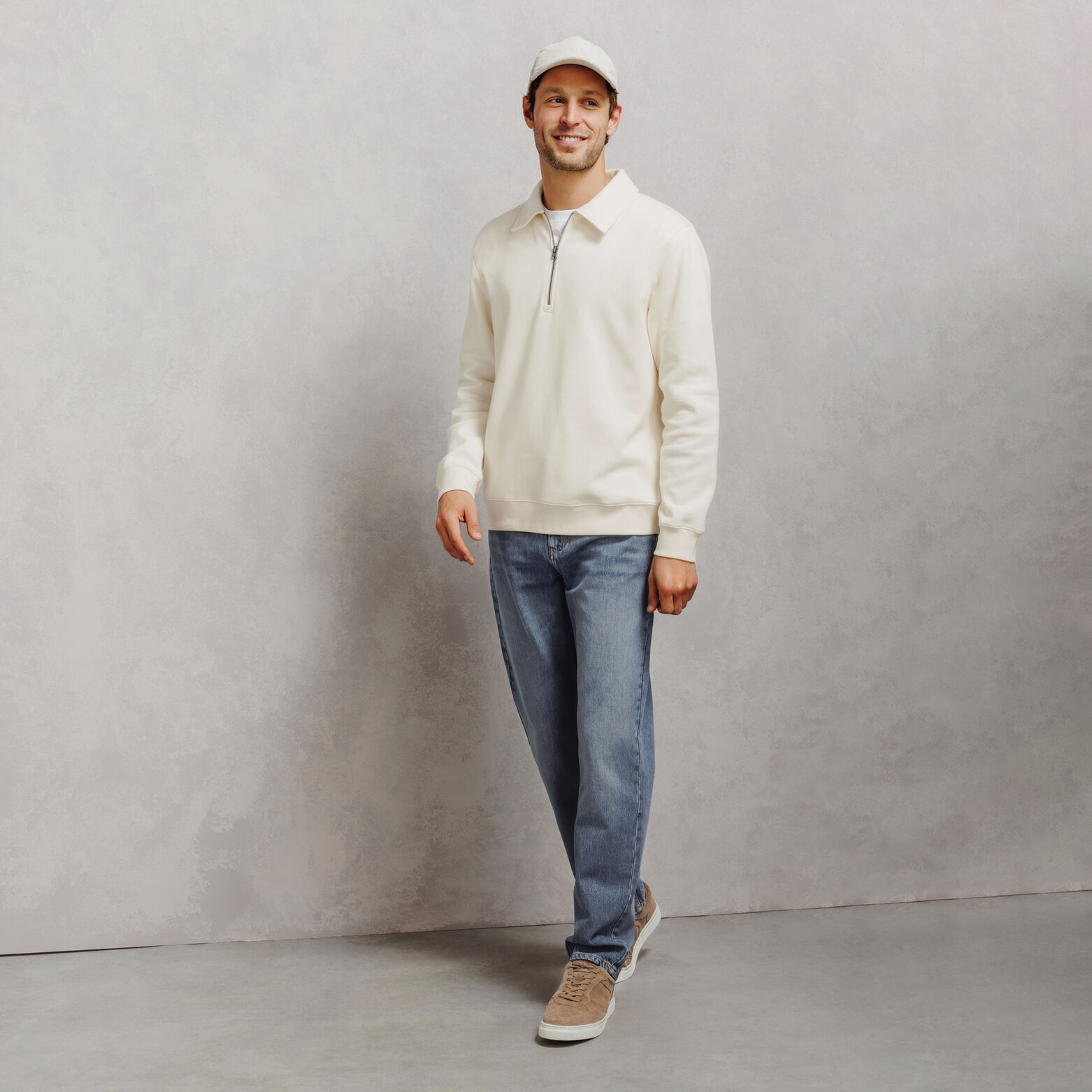 Sweat col polo zipp&eacute; uni