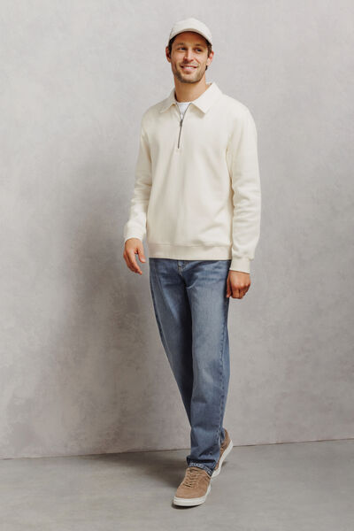 Sweat col polo zipp&eacute; uni