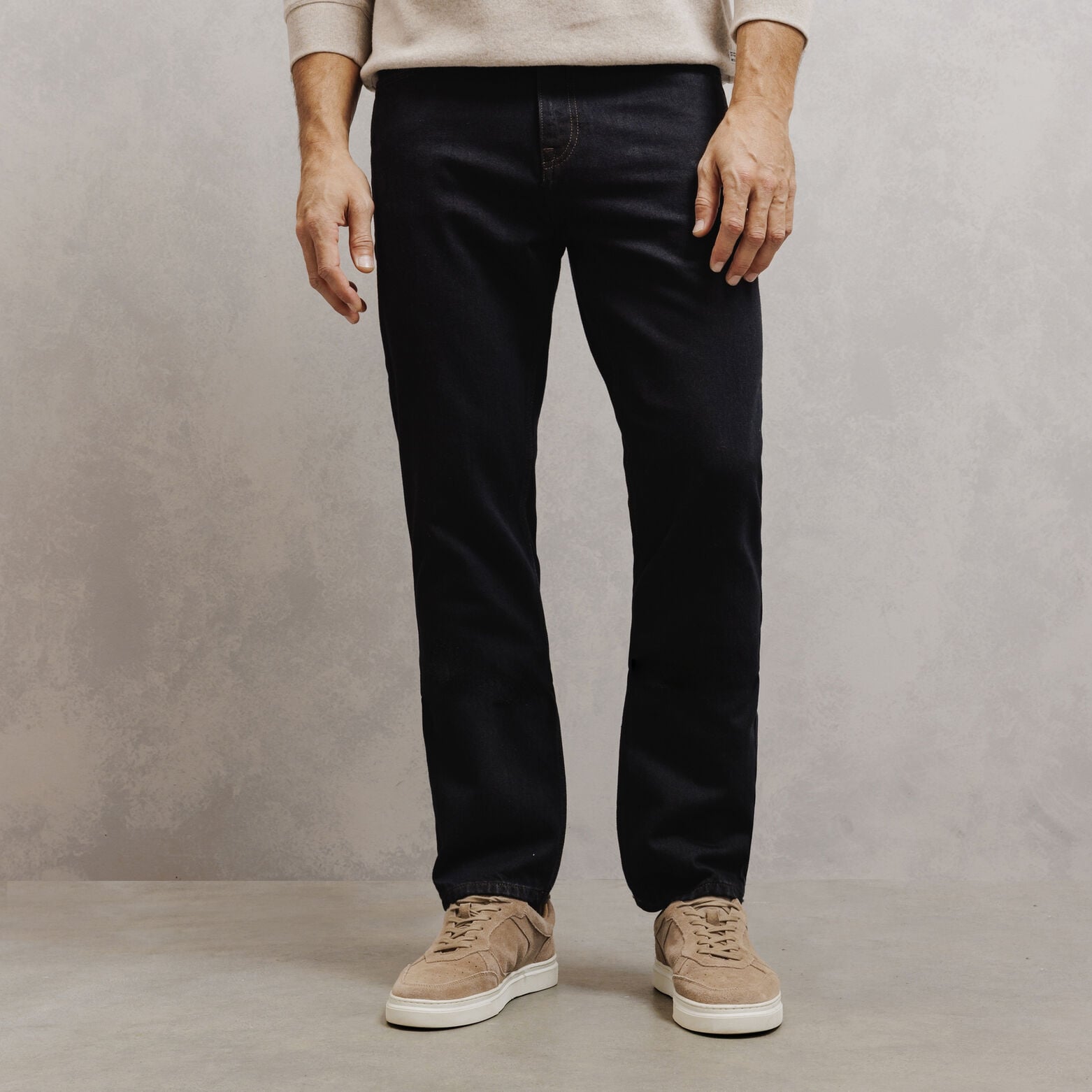 Jean straight revers color&eacute; 100% coton