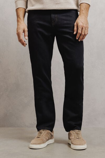 Jean straight revers color&eacute; 100% coton