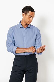 Slim fit gestreept katoenen overhemd, strijkvrij