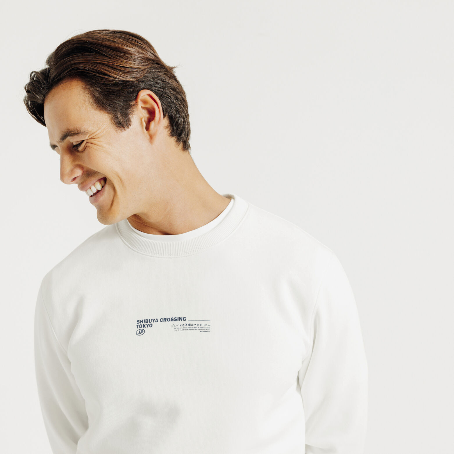 Sweater met ronde hals en print op voor-en achterk