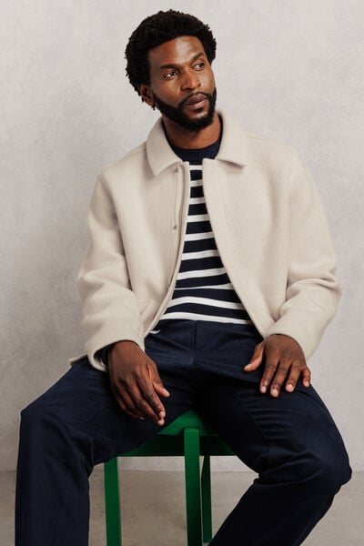 Veste col chemise zipp&eacute;e en molleton