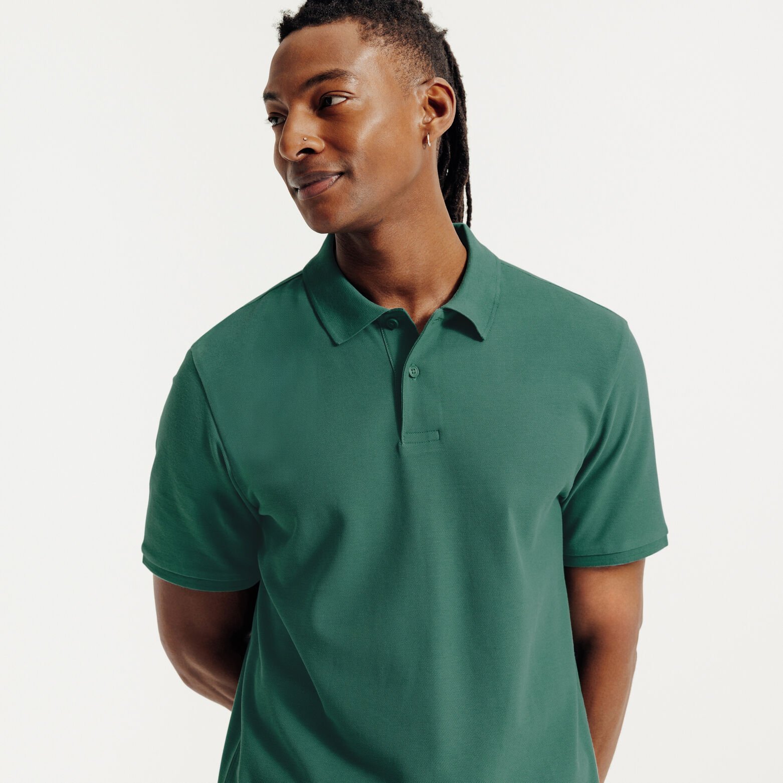 Effen polo in piqu&eacute;katoen met korte mouwen