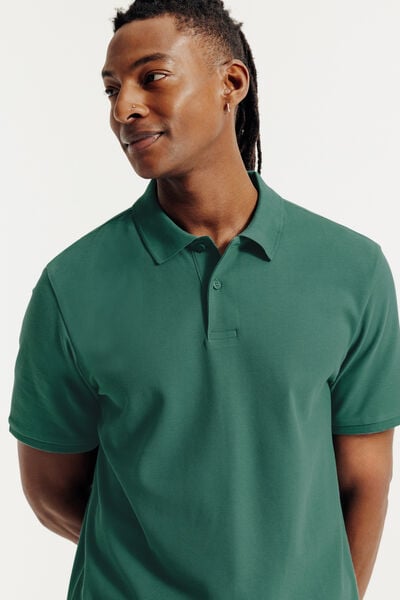 Effen polo in piqu&eacute;katoen met korte mouwen