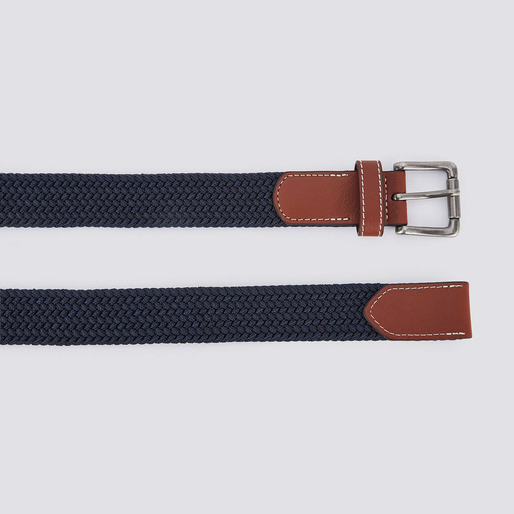 Ceinture tressee a boucle Bleu fonce Jules