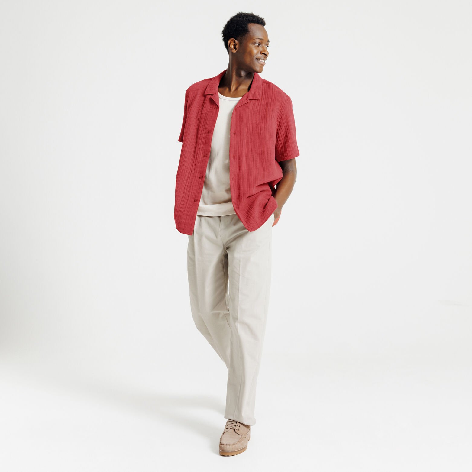 Chemisette en gaze de coton col requin