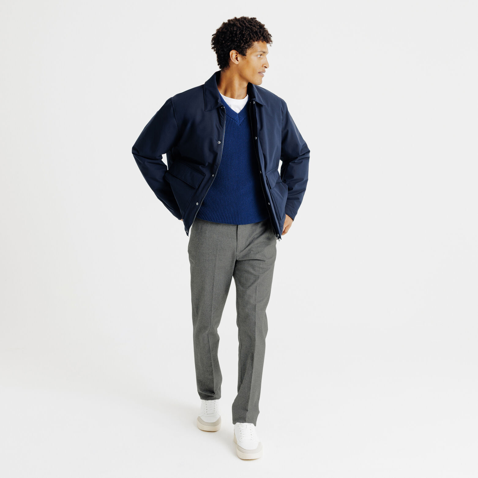 Pantalon chino straight effet flanelle