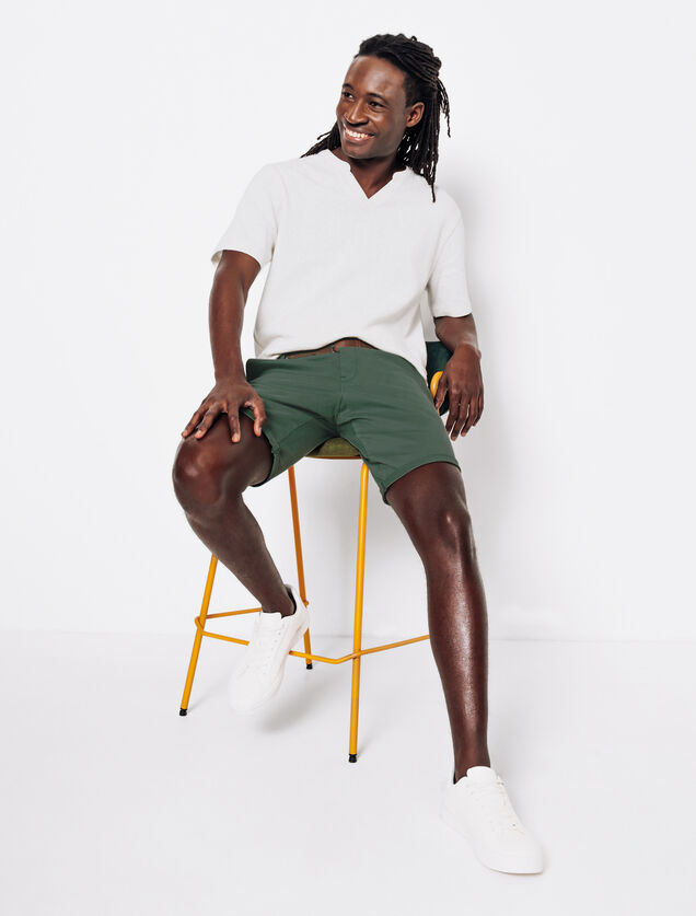 Bermuda chino uni avec ceinture