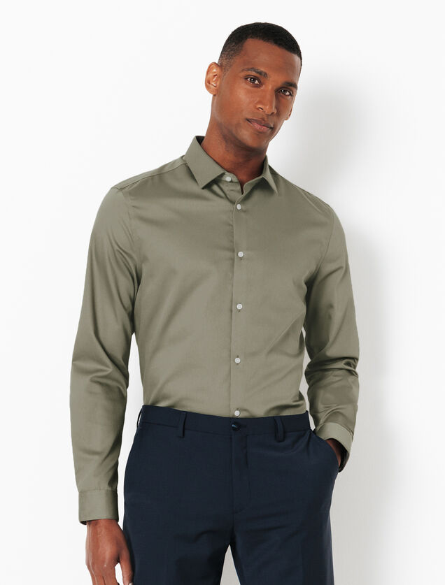 Chemise sans repassage en coton unie slim