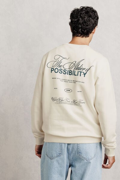 Sweater met ronde hals en print voor- en achteraan