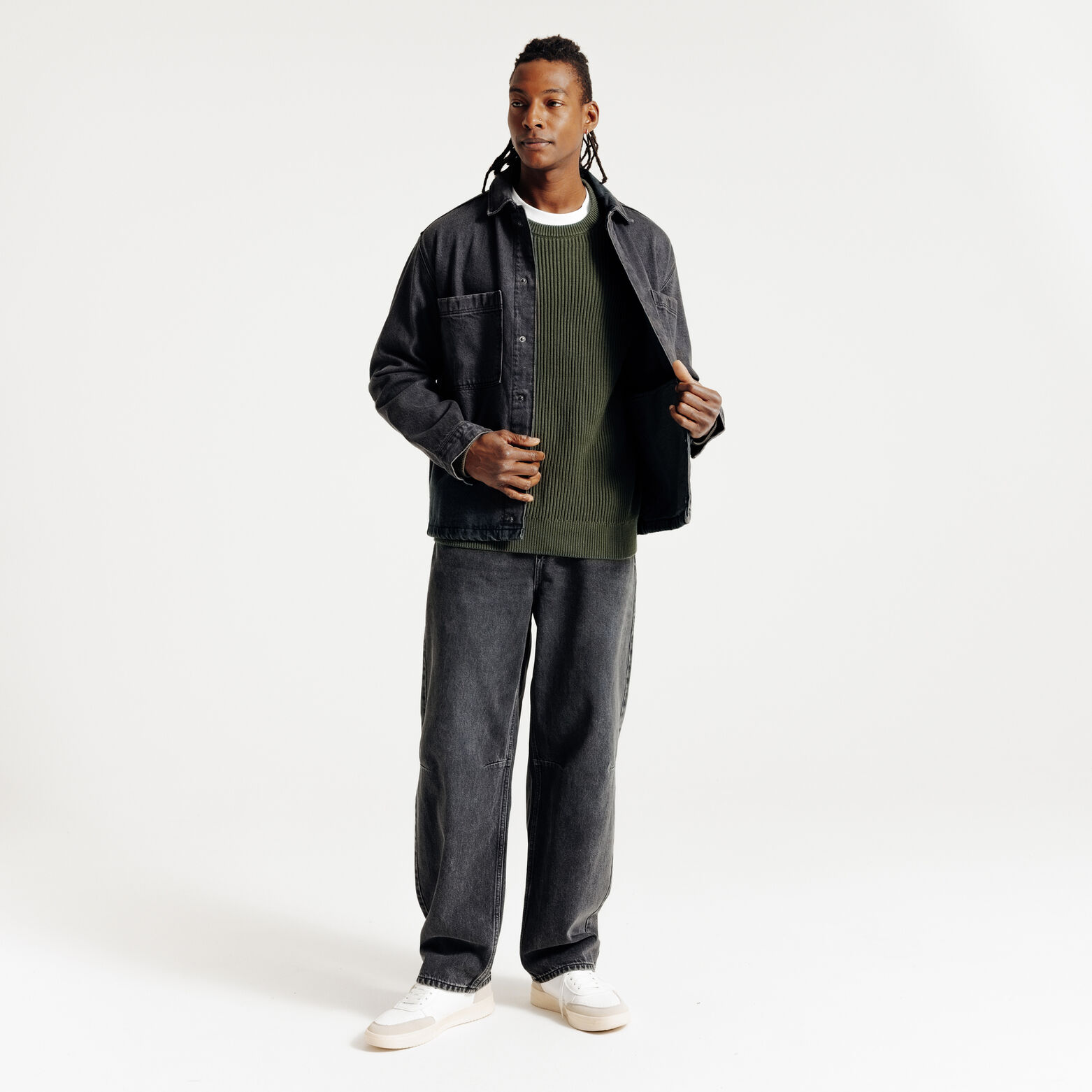 Pull col rond &eacute;pais patch &eacute;paules