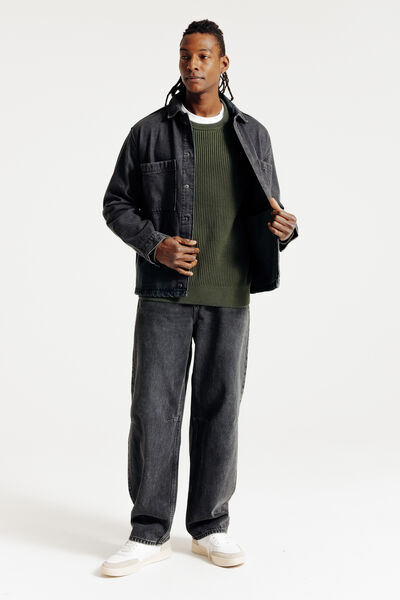 Pull col rond patch épaules