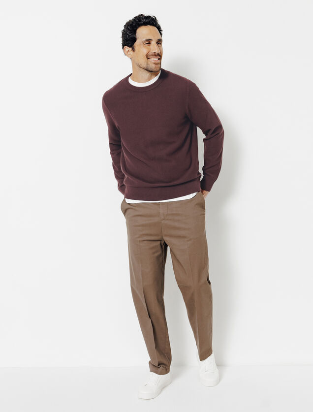 Trui ronde hals in fantasie stekenpatroon