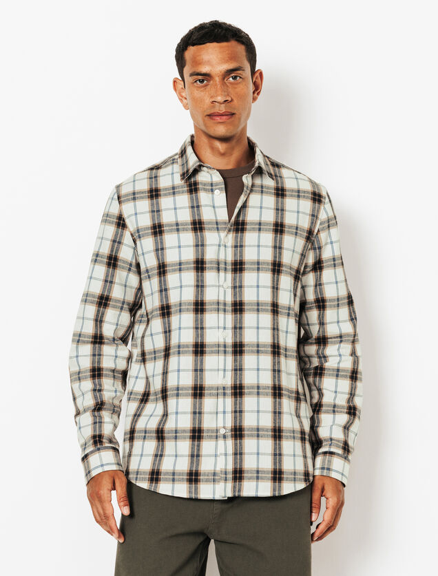 Chemise en coton flanelle &agrave; carreaux