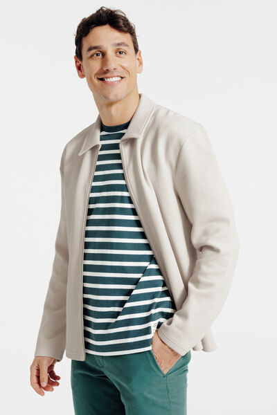 Sweat col chemise gaufr&eacute;