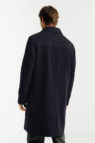 Lange mantel met hemdskraag