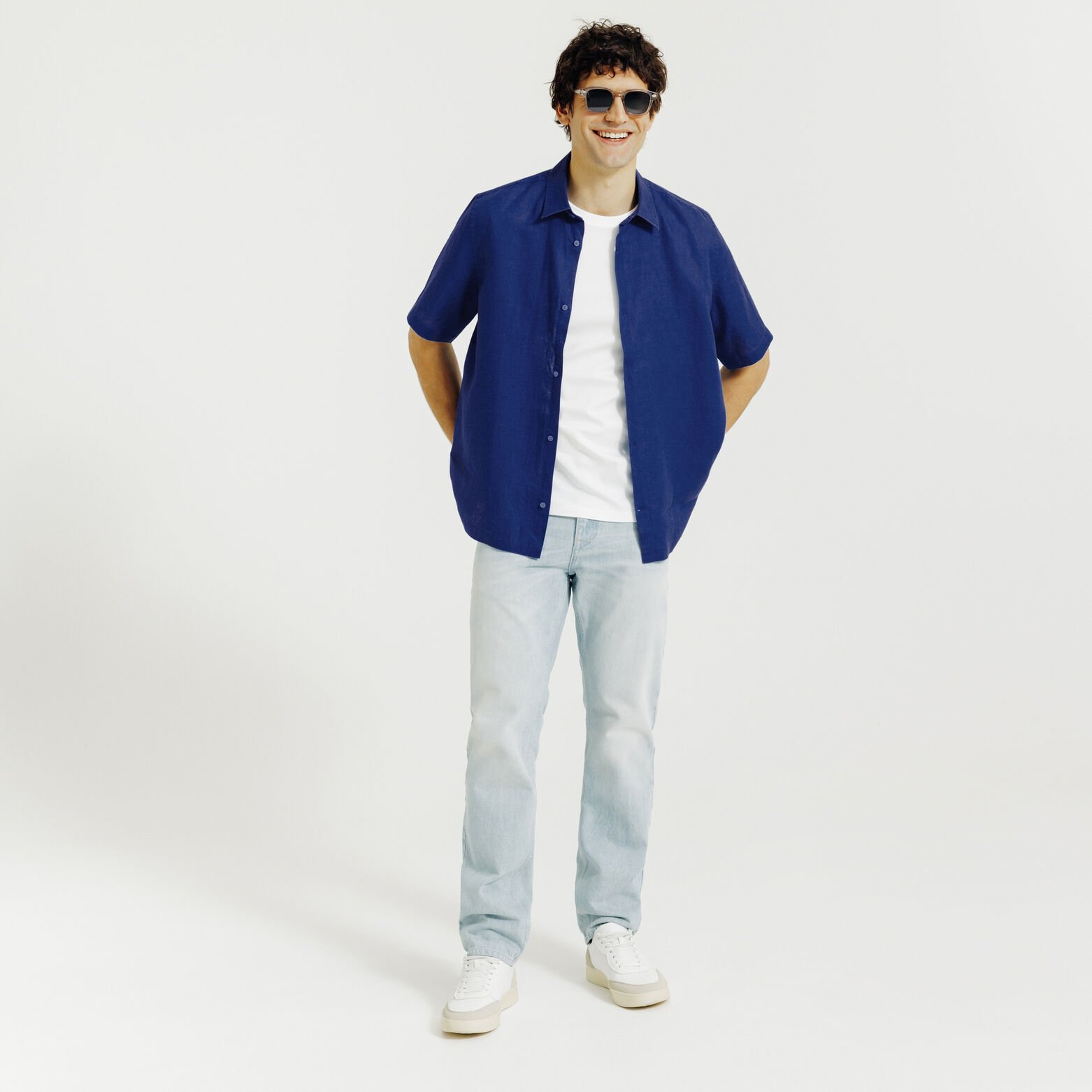 Chemisette en coton lin unie