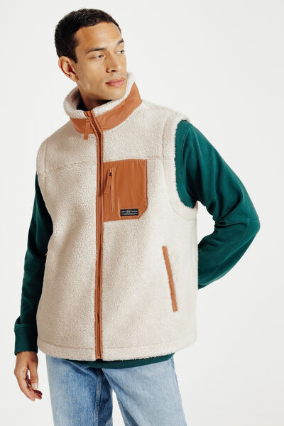 Veste sans manche en sherpa contrastée