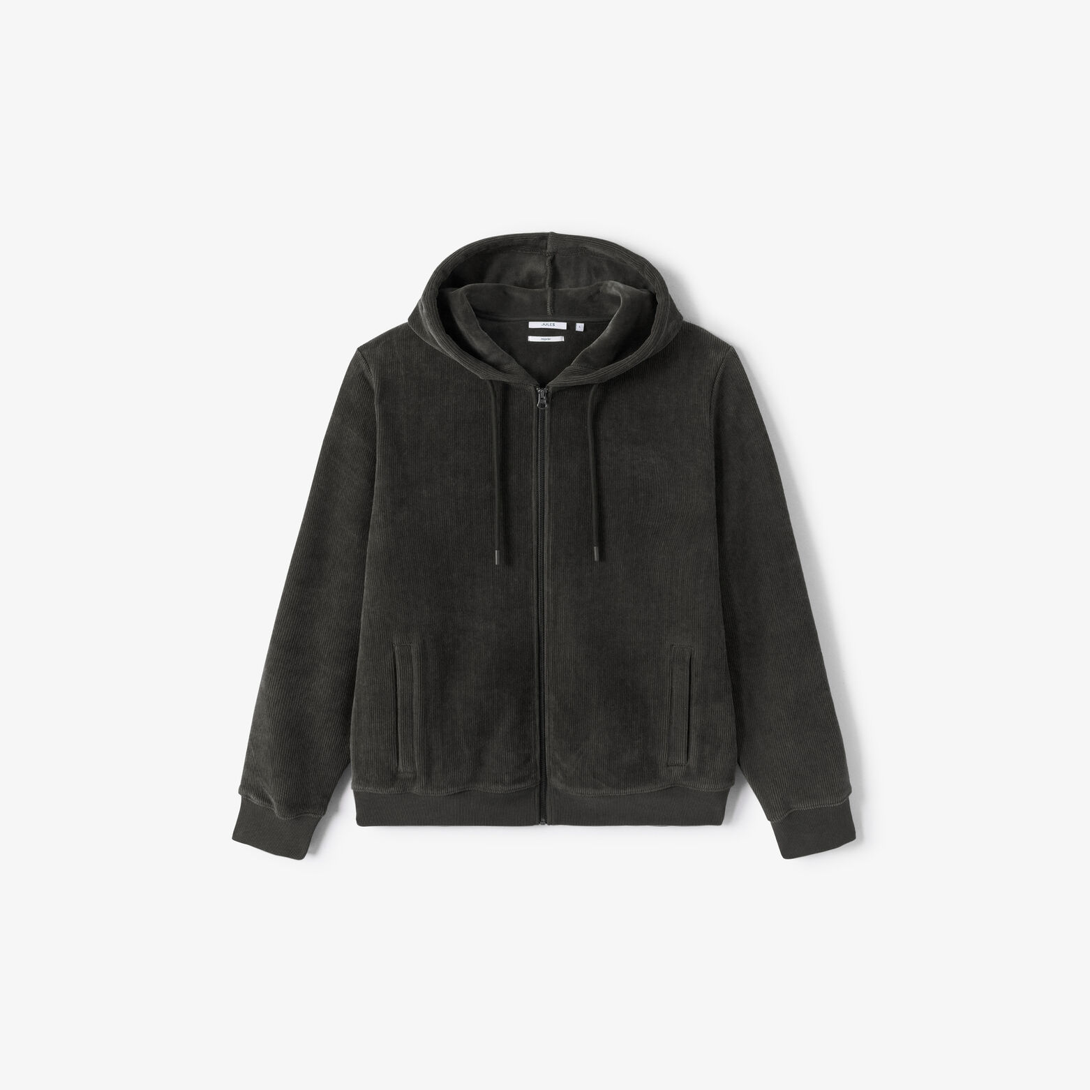 Sweater met kap en rits in fluweel