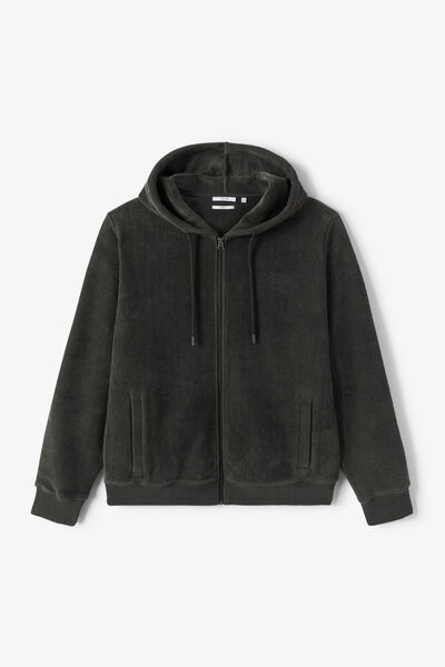 Sweater met kap en rits in fluweel