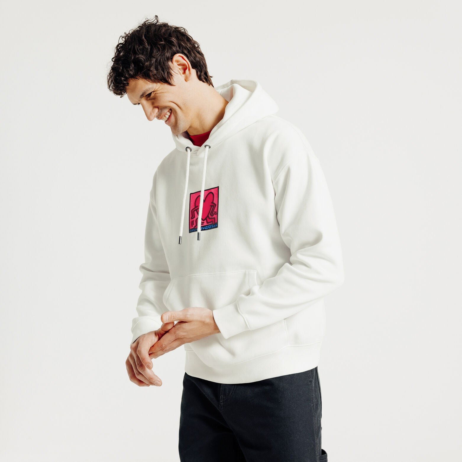 Sweat &agrave; capuche imprim&eacute; licence Keith Haring