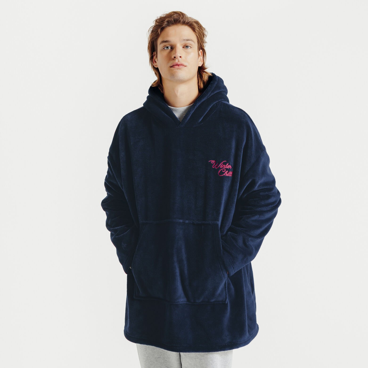 Sweat plaid à capuche brodé