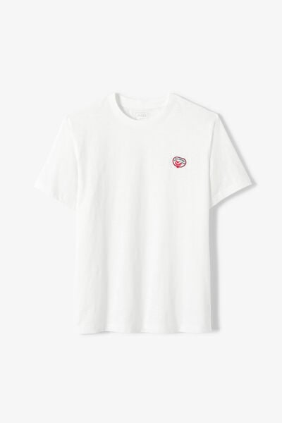 Tee shirt mati&egrave;re flamm&eacute;e broderie poitrine