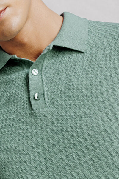 Polo en maille col boutonn&eacute; jeu de points