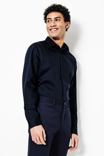 Slim effen strijkvrij hemd in katoen