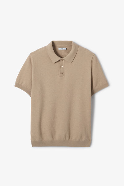 Polo en maille col boutonn&eacute; jeu de points