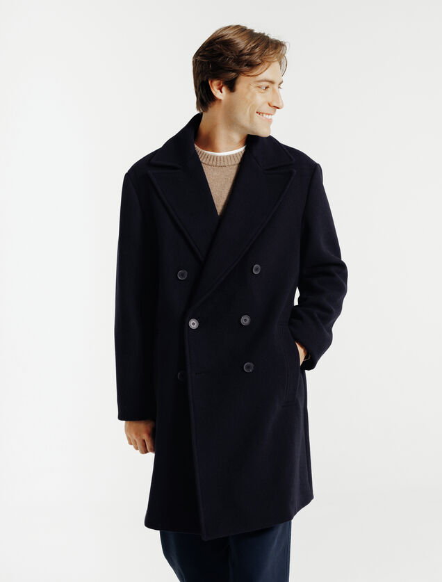 Lange wintermantel, gekruiste knoopsluiting