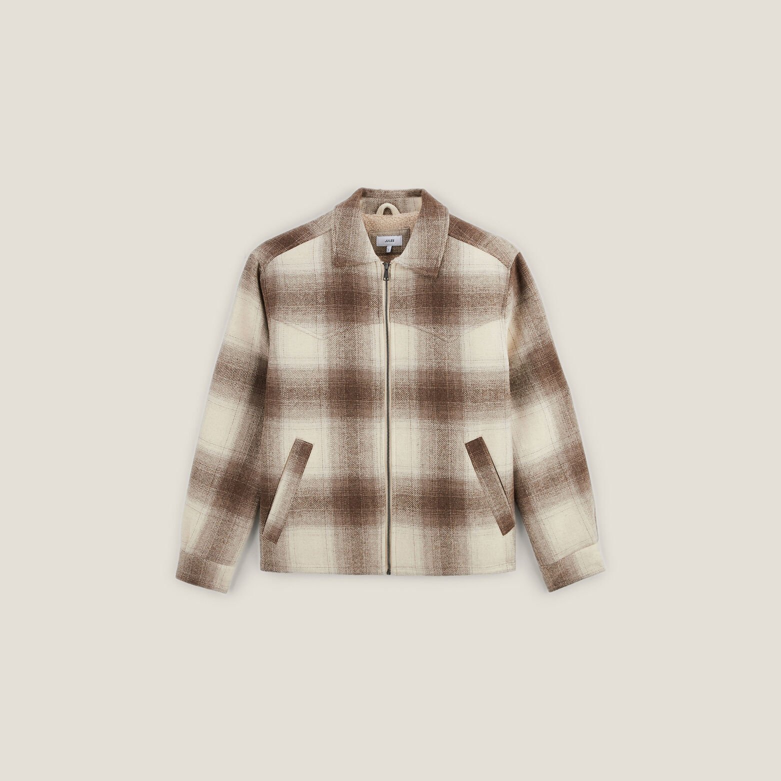Surchemise &agrave; carreaux doubl&eacute;e en sherpa